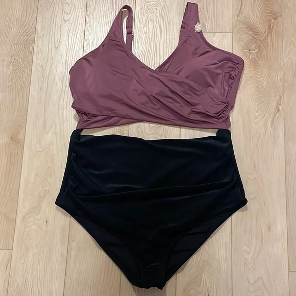 Everyday Sunday The Wrap Cutout One-Piece Swimsuit, Tulipwood, sz 3X - Picture 5 of 15